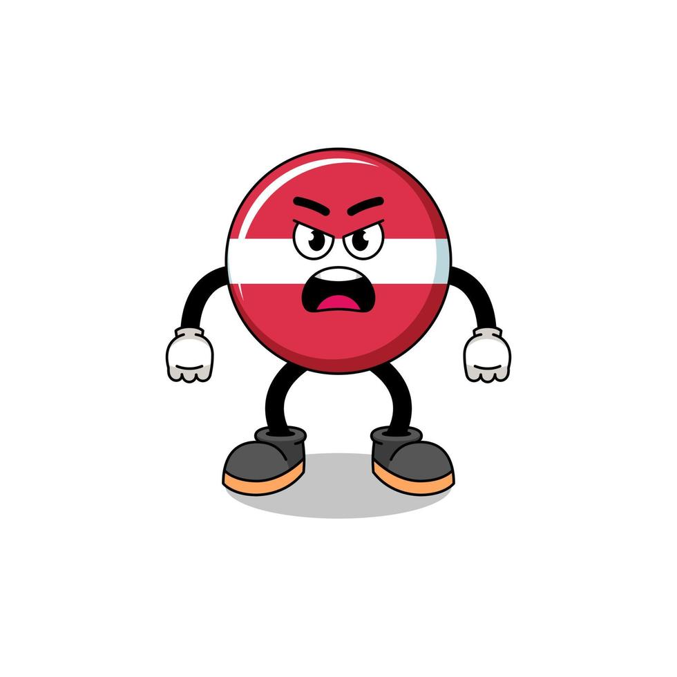 latvia flag cartoon illustration with angry expression vector