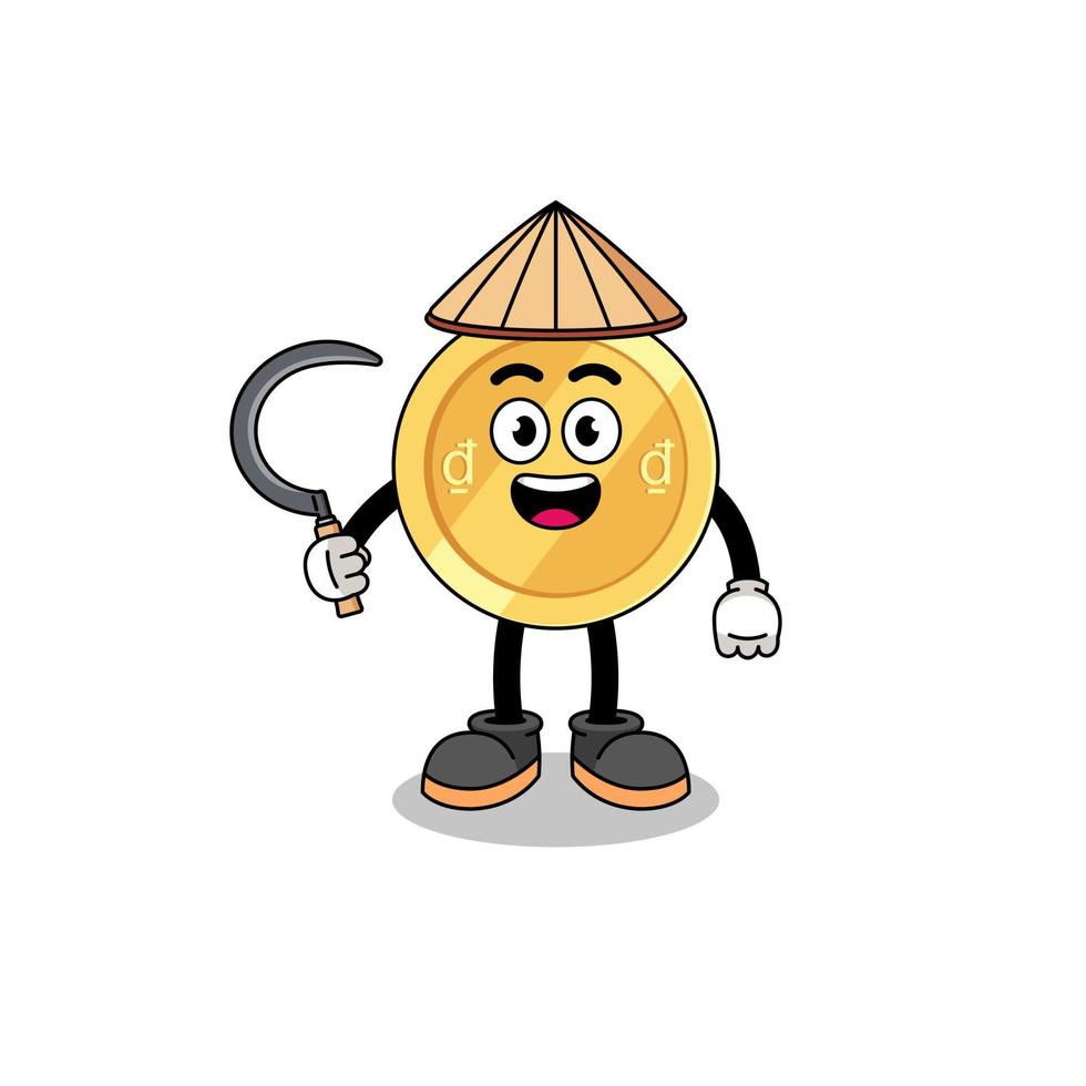 Illustration of vietnamese dong as an asian farmer vector