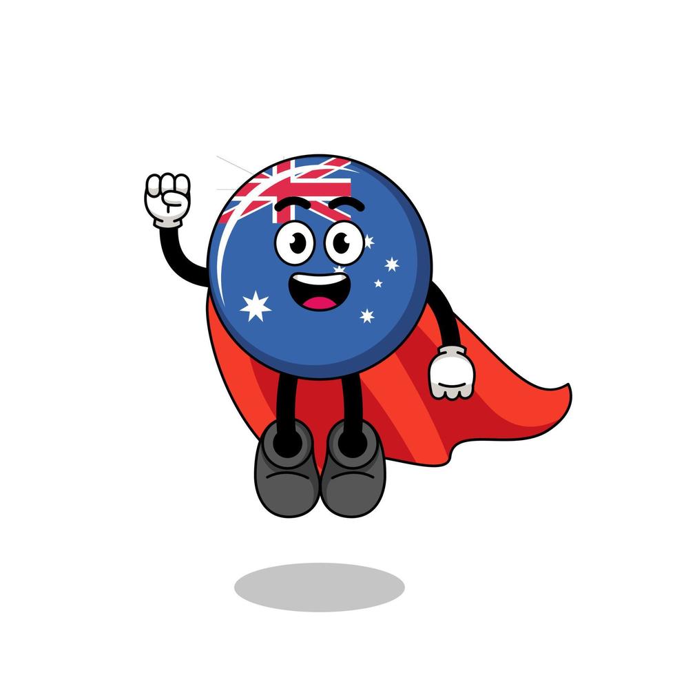 australia flag cartoon with flying superhero vector