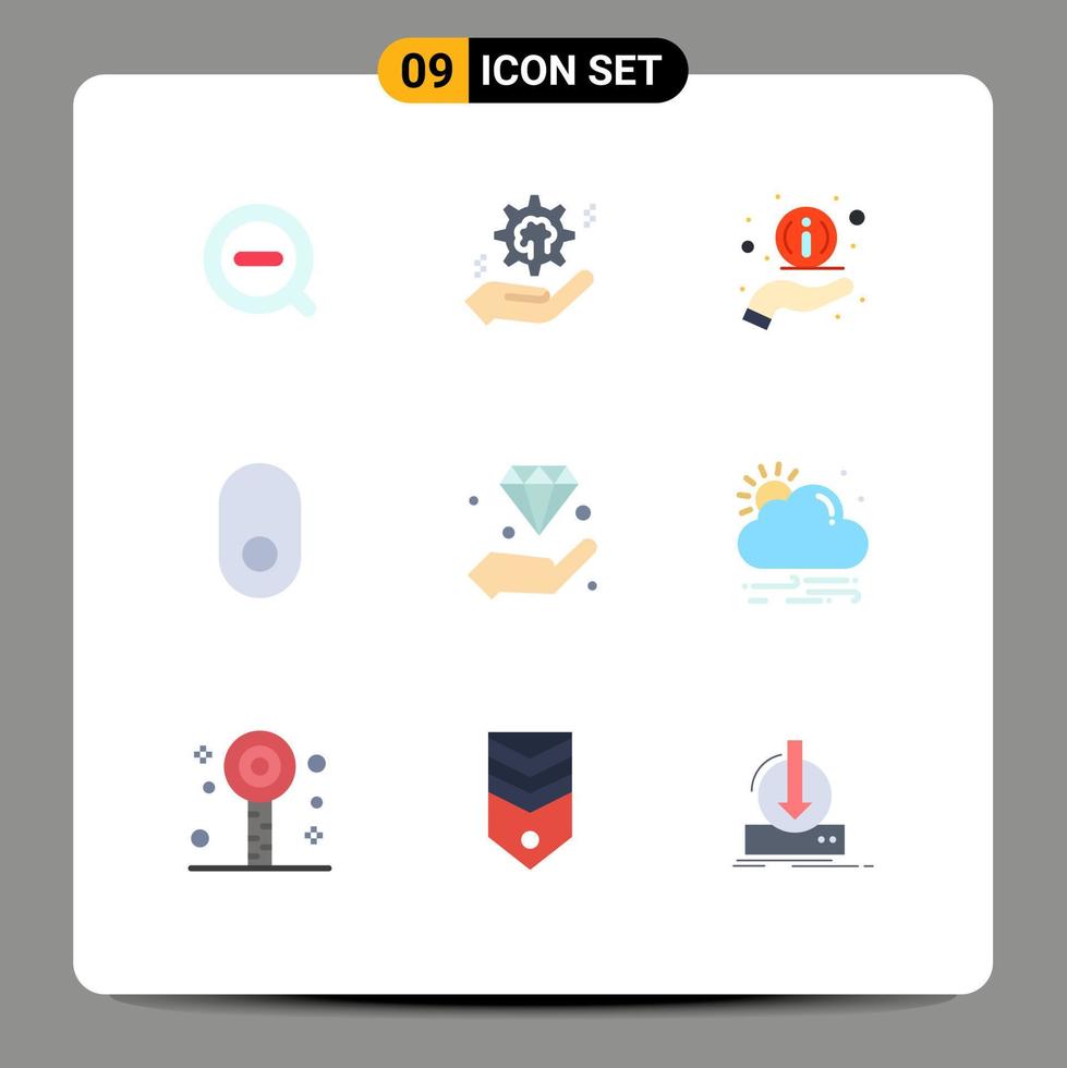 Set of 9 Modern UI Icons Symbols Signs for hold diamond solution wireless apple Editable Vector Design Elements