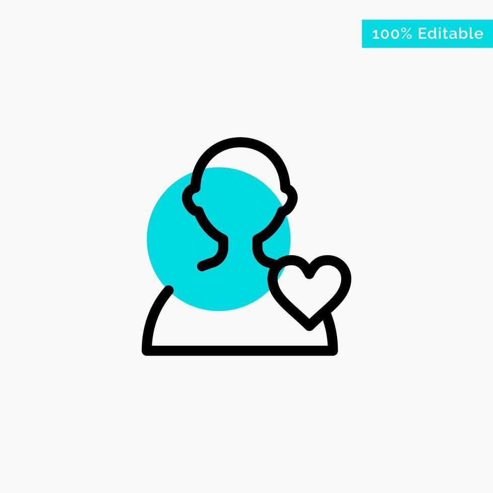 User Love Heart turquoise highlight circle point Vector icon