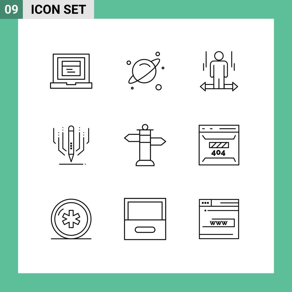 Universal Icon Symbols Group of 9 Modern Outlines of street navigation arrow education digital Editable Vector Design Elements