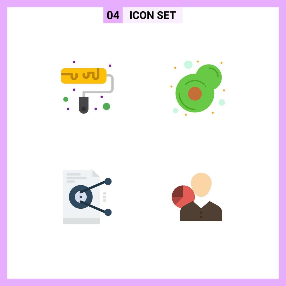 conjunto de 4 iconos de interfaz de usuario modernos símbolos signos para pincel trabajo desayuno archivo gráfico elementos de diseño vectorial editables vector