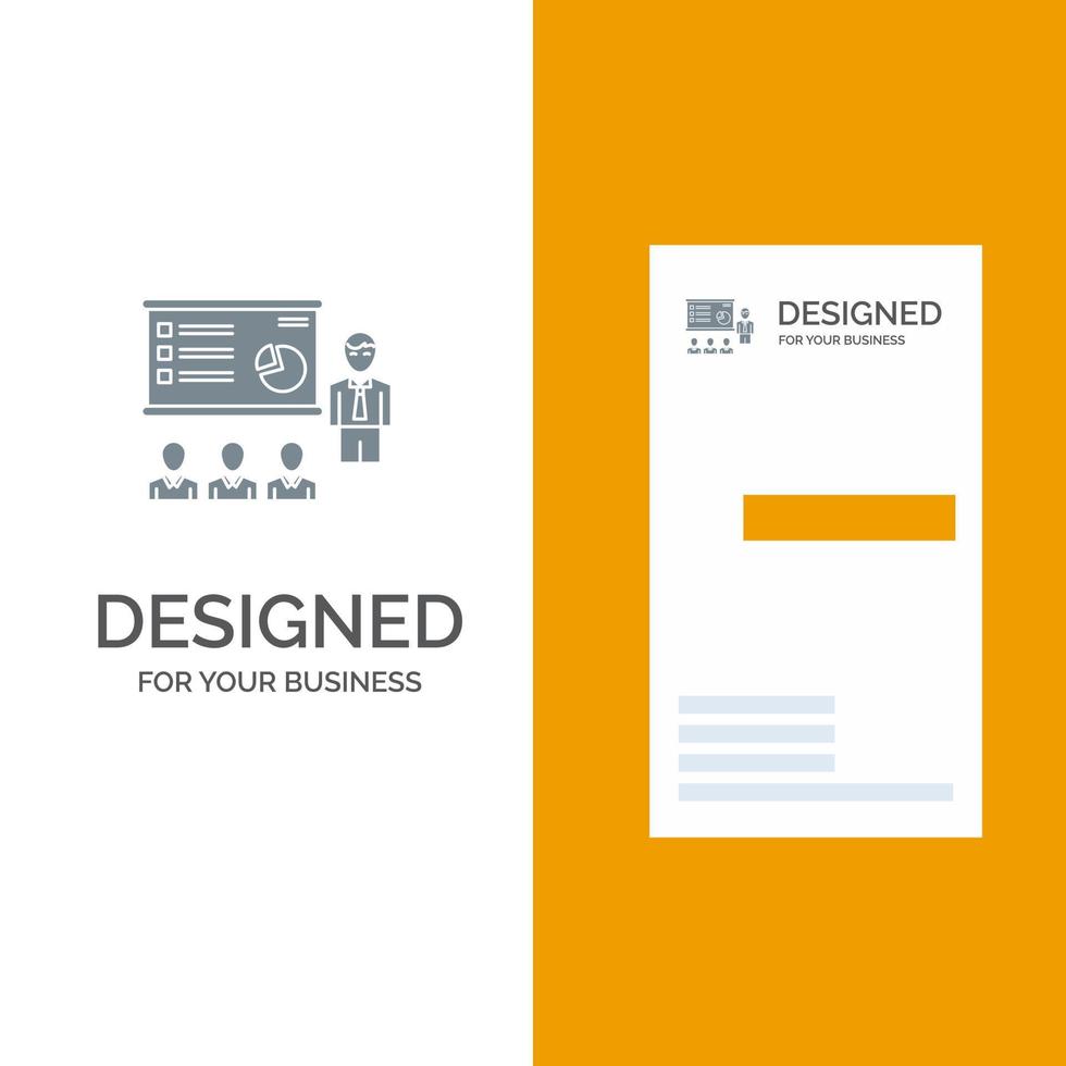 Presentation Analytics Business Graph Marketing People Statistics Grey Logo Design and Business Card Template vector