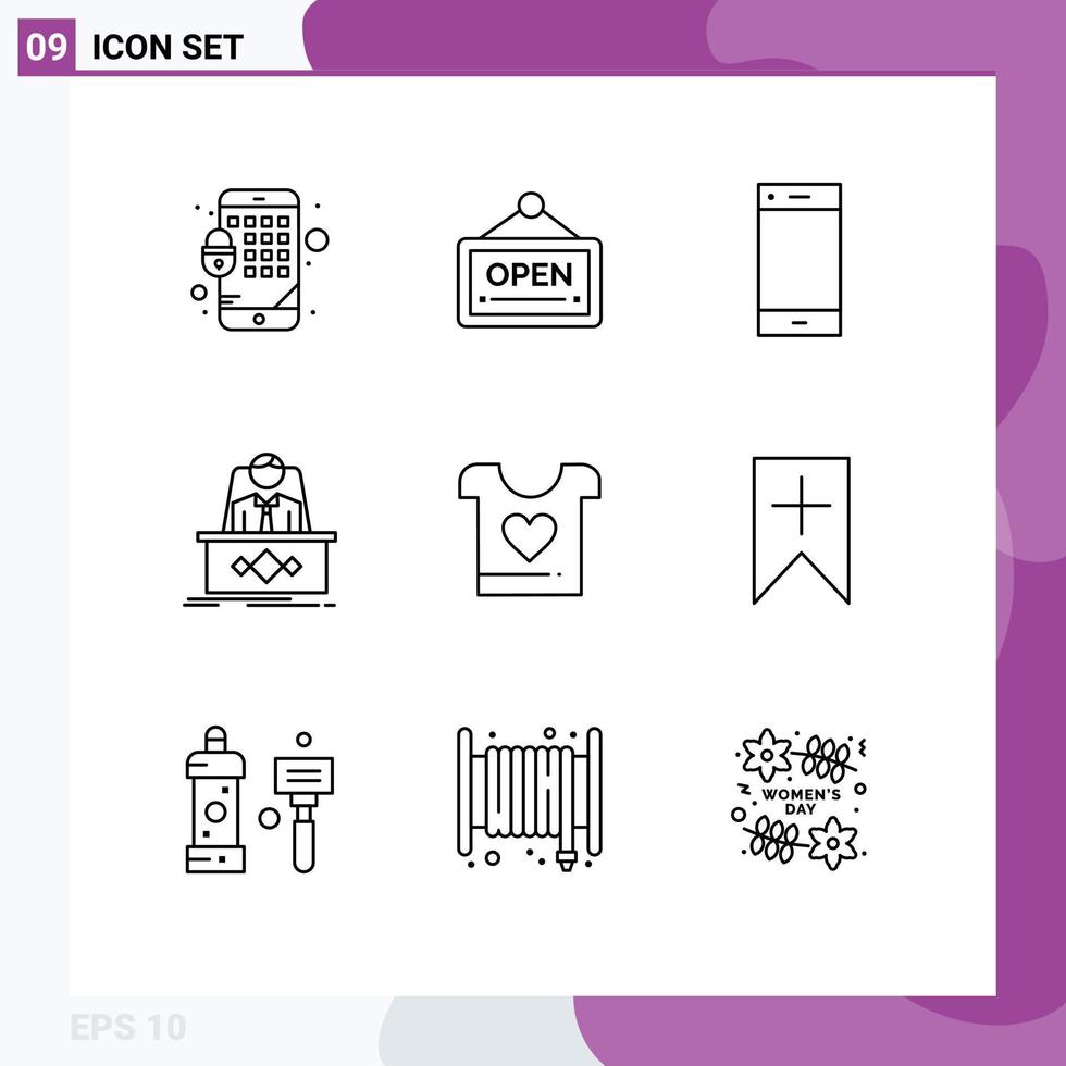 9 Creative Icons Modern Signs and Symbols of clothes master contact legend game Editable Vector Design Elements