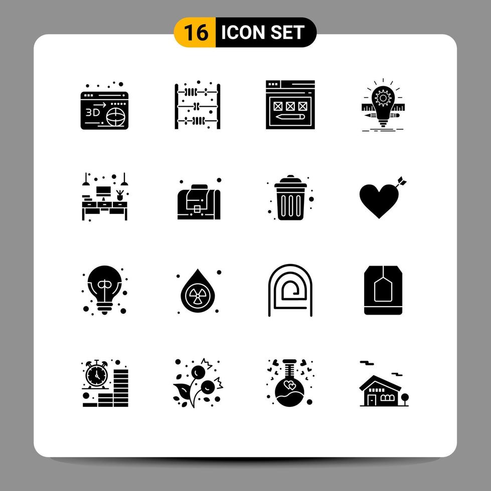 16 Creative Icons Modern Signs and Symbols of desk scale web pencil idea Editable Vector Design Elements