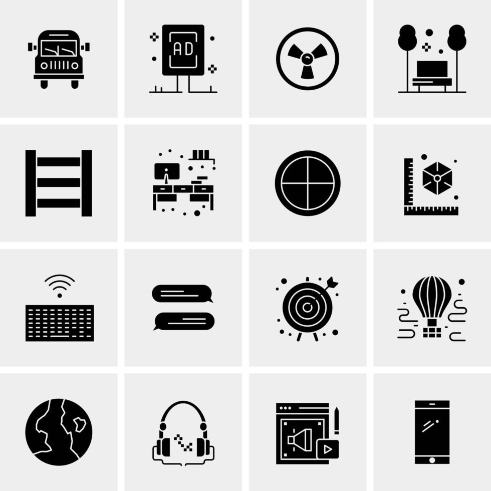 16 iconos de negocios universales vector ilustración de icono creativo para usar en proyectos relacionados con la web y dispositivos móviles