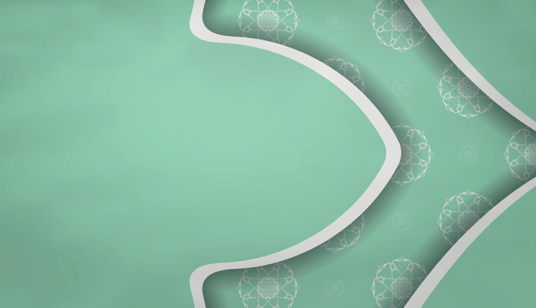 Baner of mint color with mandala white pattern for design under the text vector