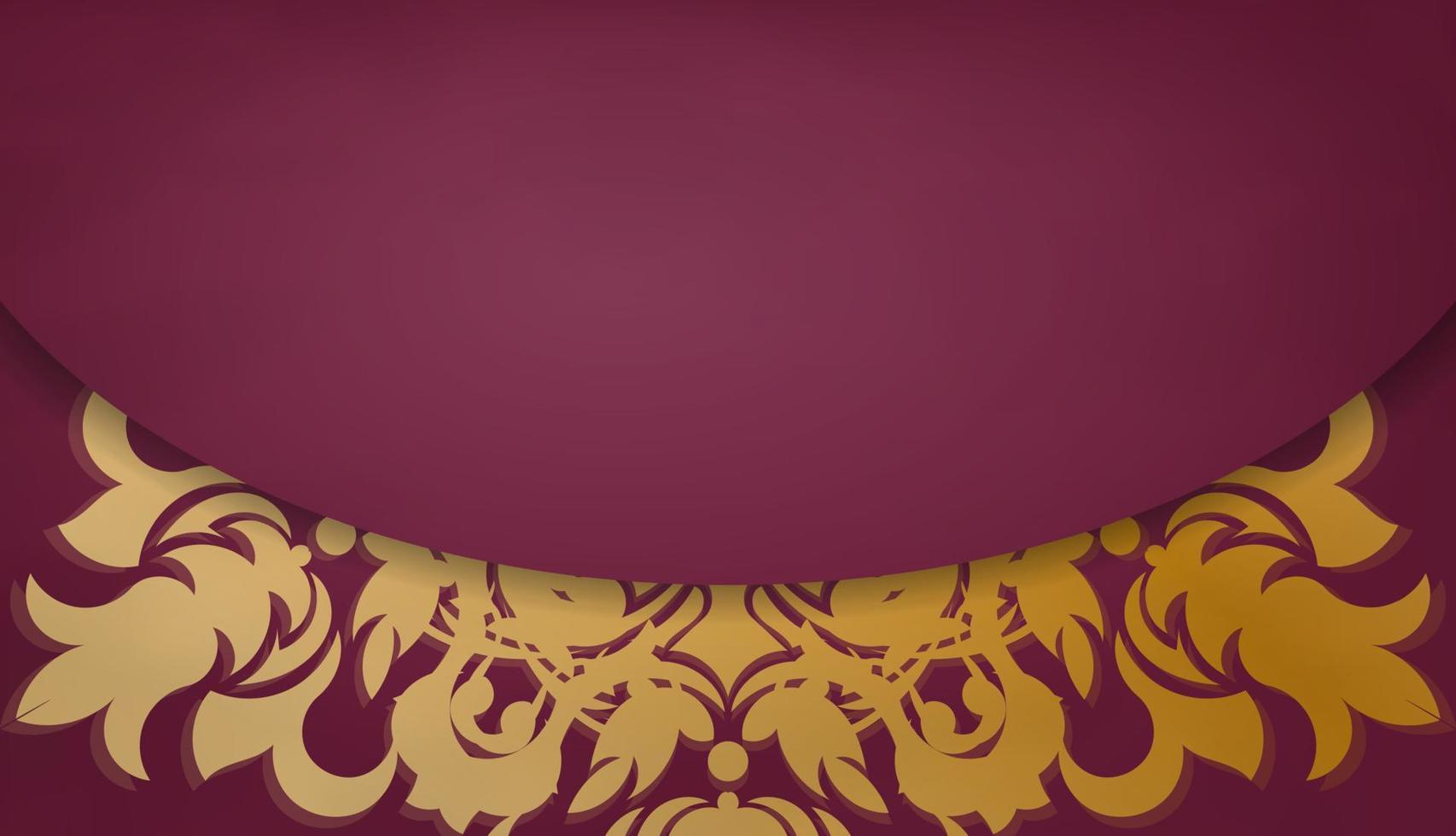 estandarte burdeos con patrón de oro griego para diseño bajo logo o texto vector