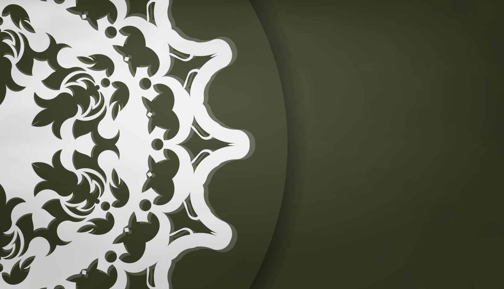 banner verde oscuro con adorno blanco abstracto para el diseño bajo el texto vector