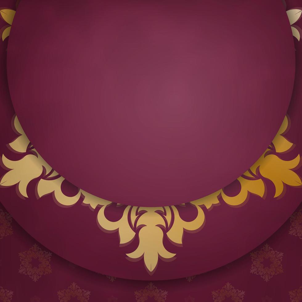 Brochure burgundy with a gold mandala pattern for your brand. vector