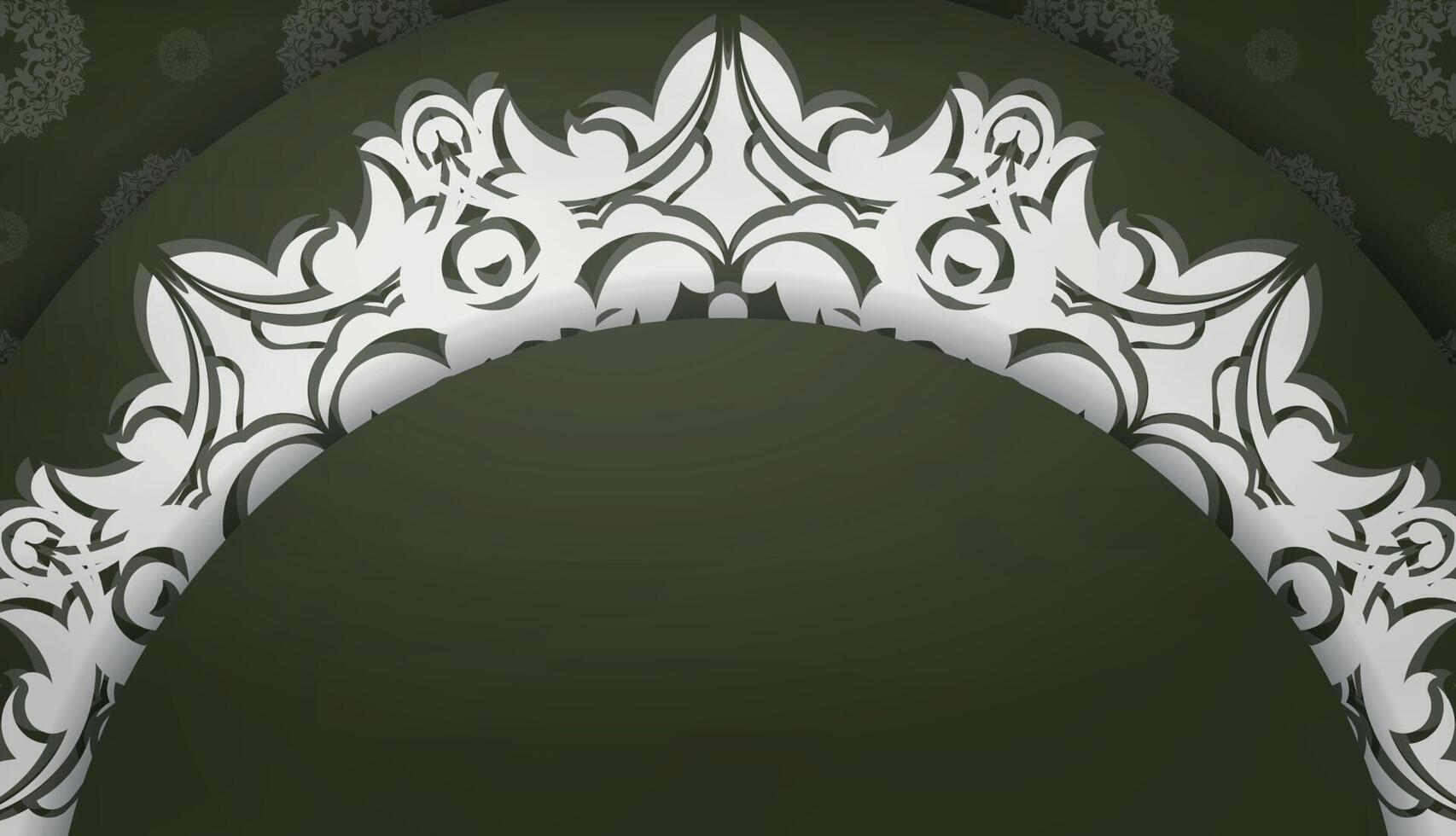 Dark green banner with Greek white pattern and space for your logo or text vector