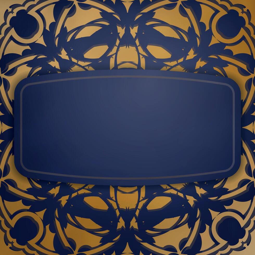 Business card in dark blue with luxurious gold pattern for your brand. vector