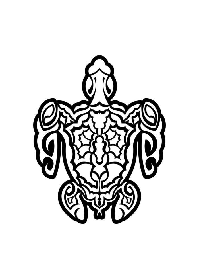 Sacred geometry turtle use to design and tattoo. Maori style. On black background. vector