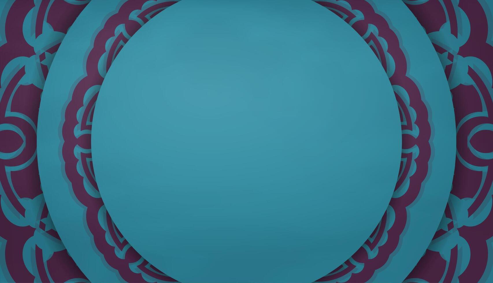 Turquoise banner with vintage purple pattern and text space vector