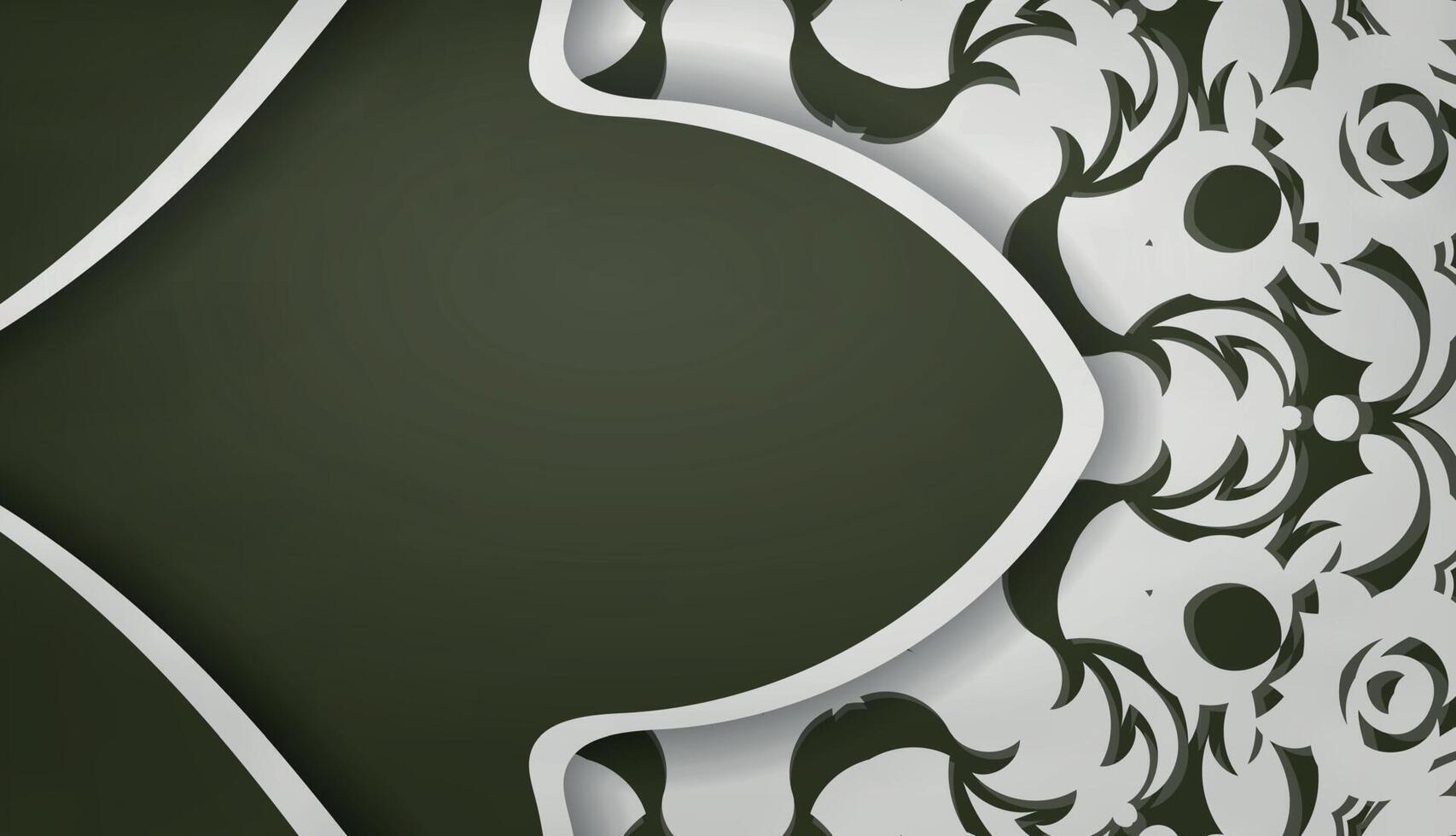 Dark green banner with Indian white pattern for design under your logo or text vector
