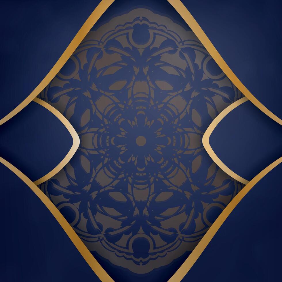 Business card in deep blue with Greek gold pattern for your personality. vector
