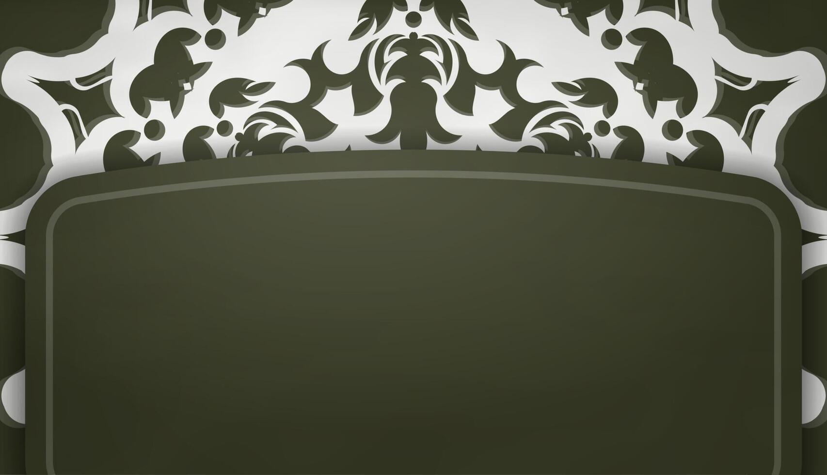 Dark green banner with abstract white pattern for design under your text vector