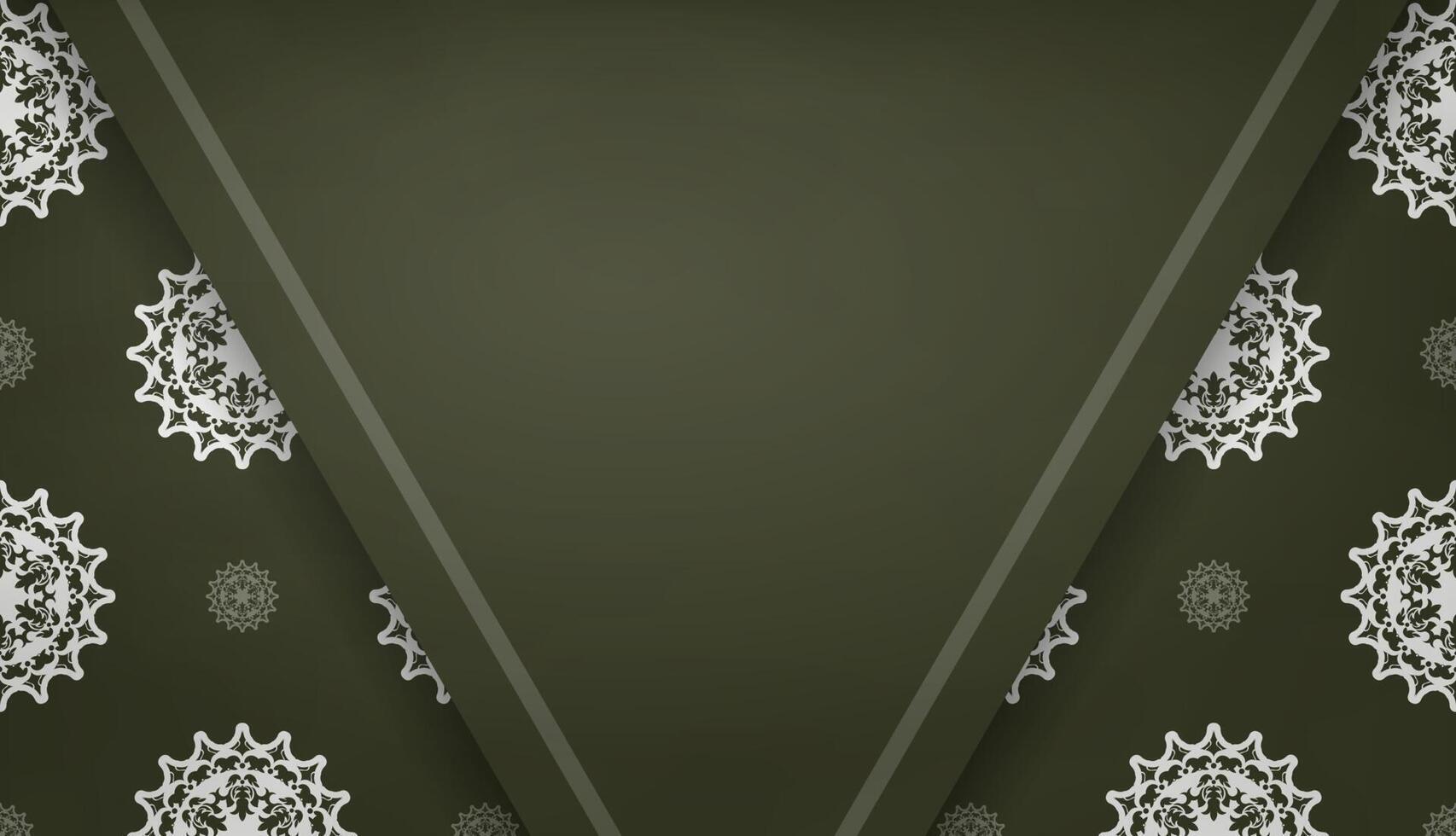 Dark green banner with greek white pattern for design under your text vector