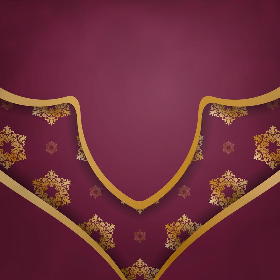 Brochure burgundy with antique gold pattern for your congratulations. vector