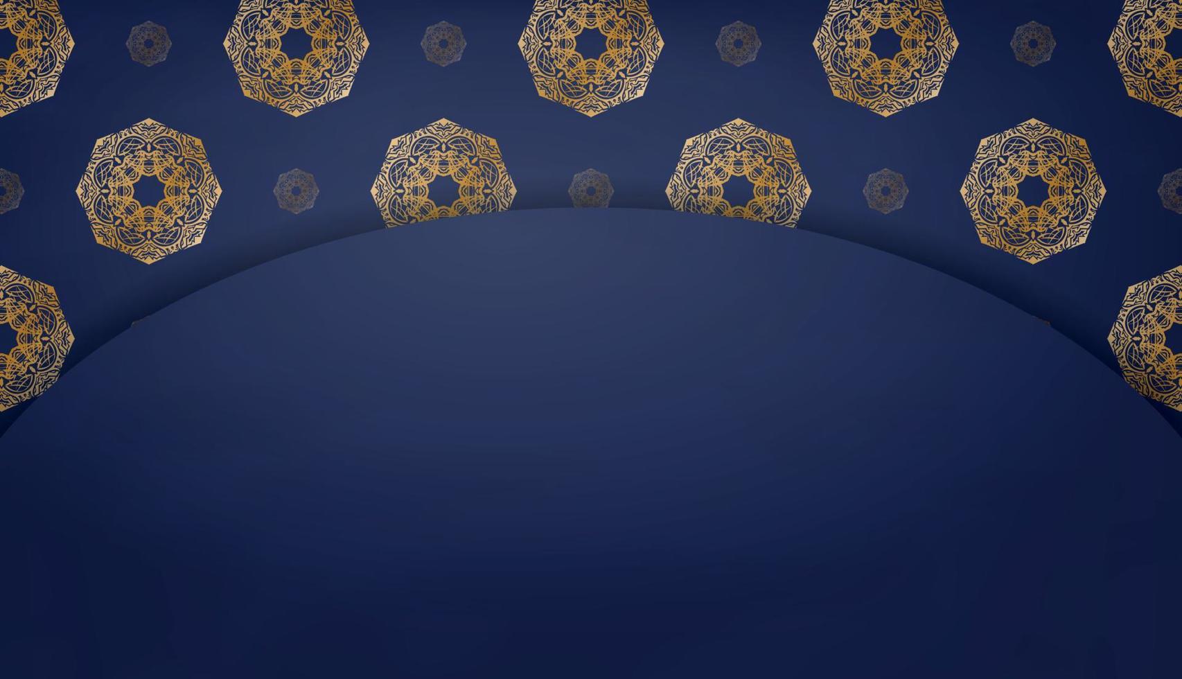 Dark blue banner with Greek gold pattern and space for your logo or text vector