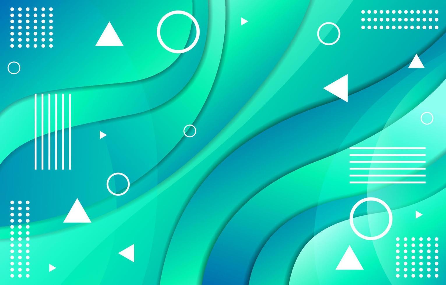 Blue Green Fluid Gradient With Geometric Shape Background vector