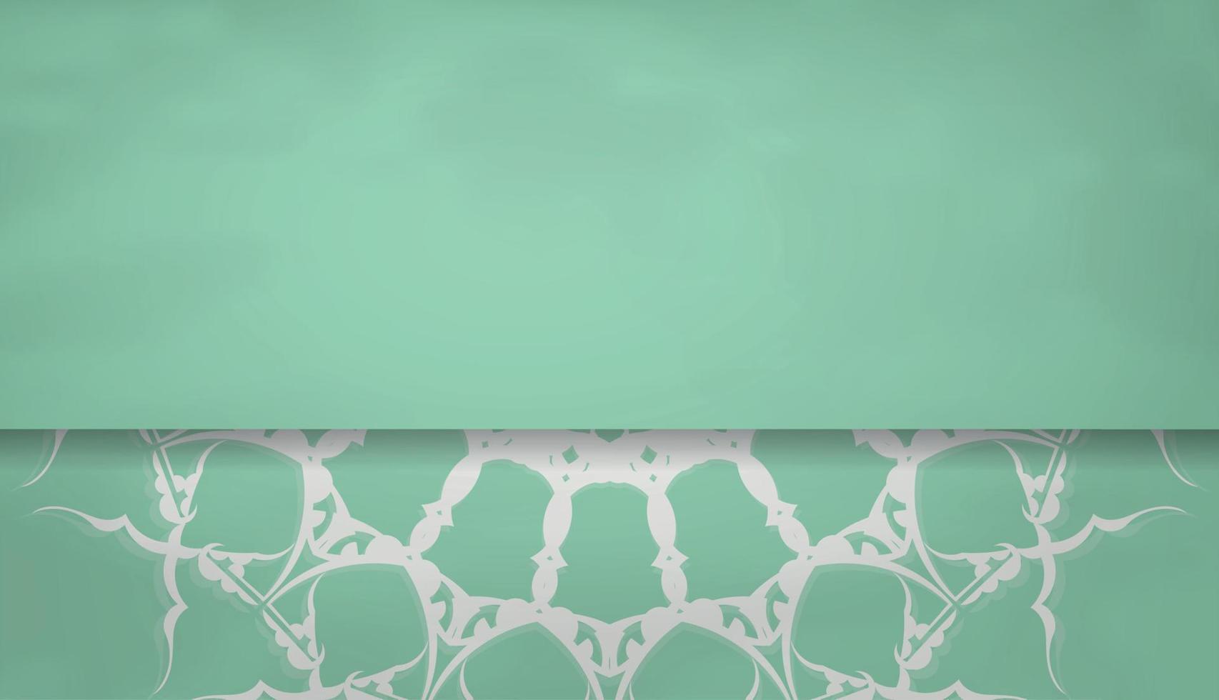 Mint color banner with abstract white pattern for logo design vector
