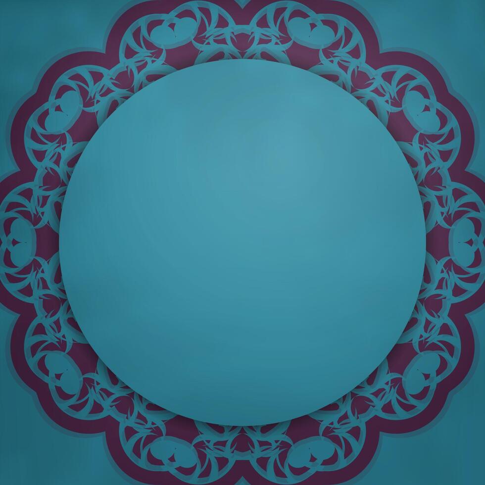 Green color brochure with abstract purple ornament for your congratulations. vector