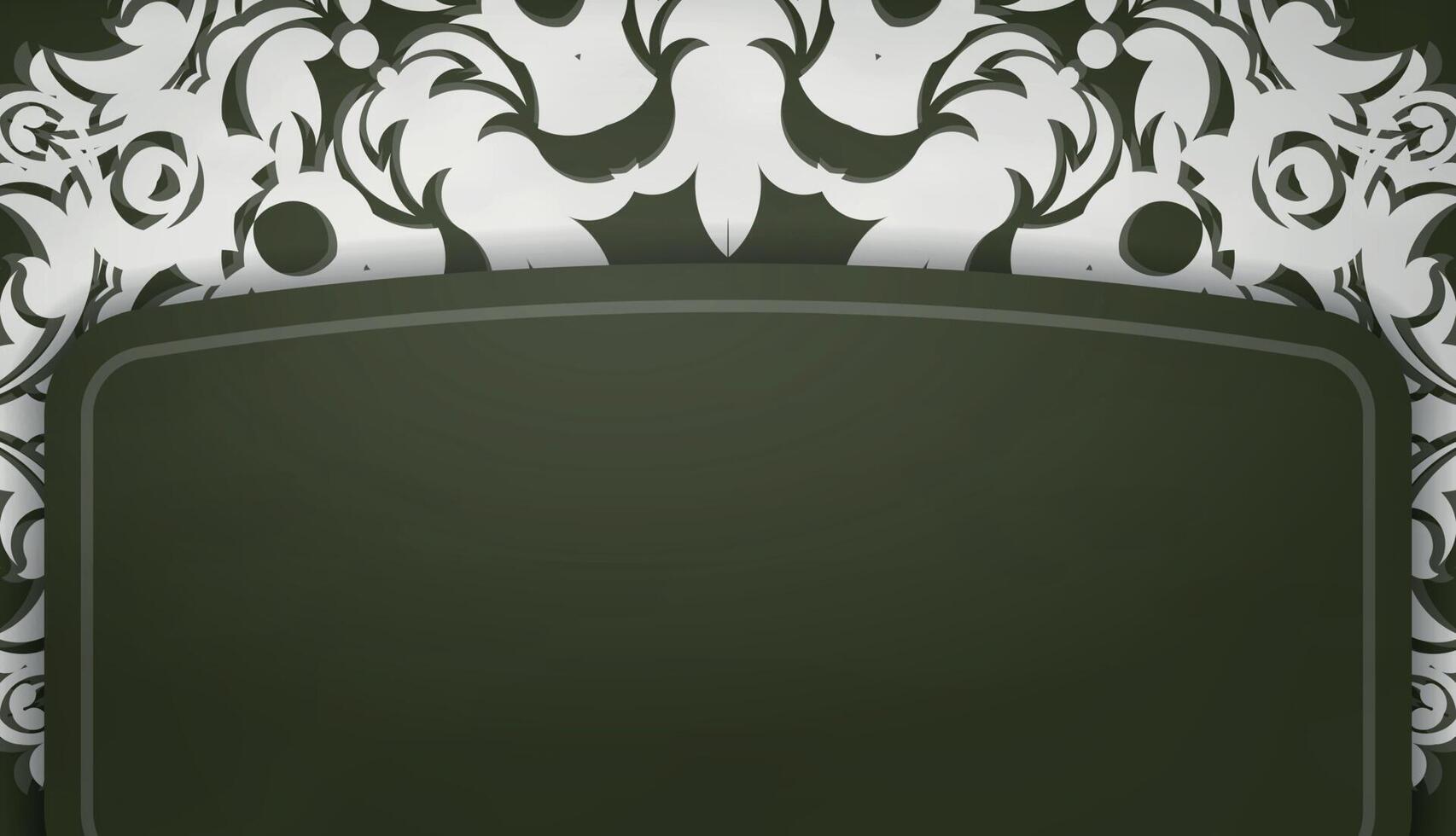 banner verde oscuro con adorno blanco vintage para diseño de logotipo o texto vector