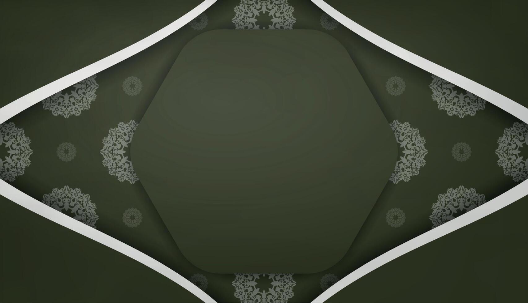 Dark green banner with abstract white ornament and space for your logo or text vector