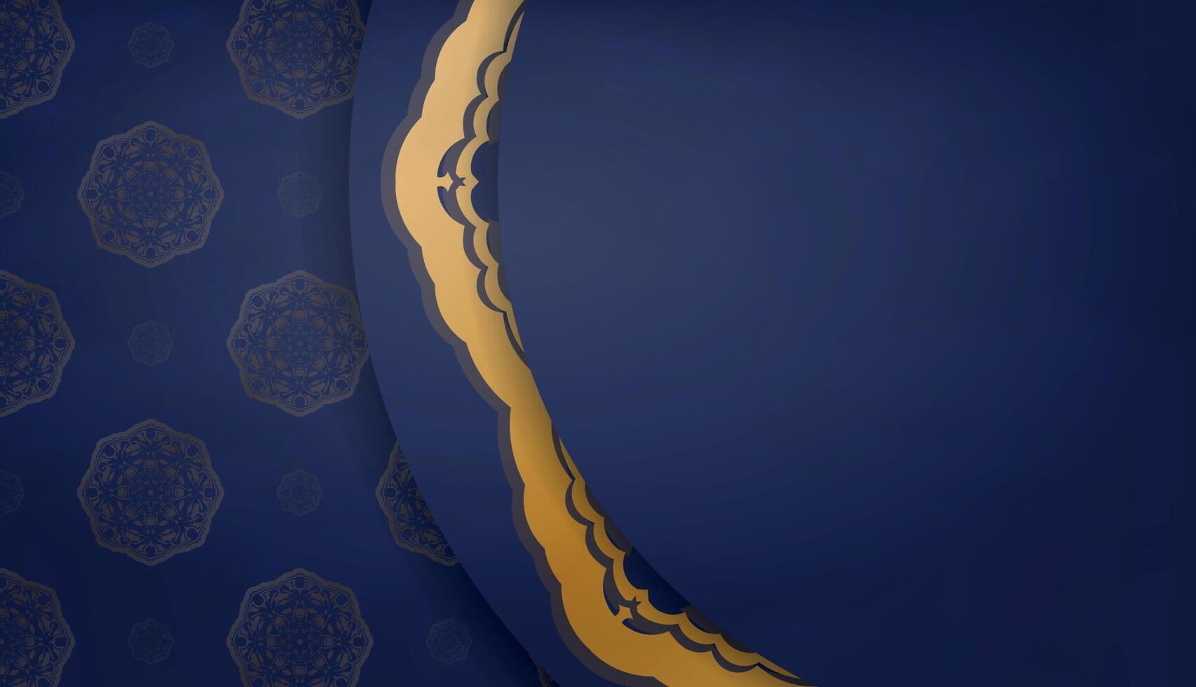 Dark blue banner with vintage gold pattern and space for your logo or text vector