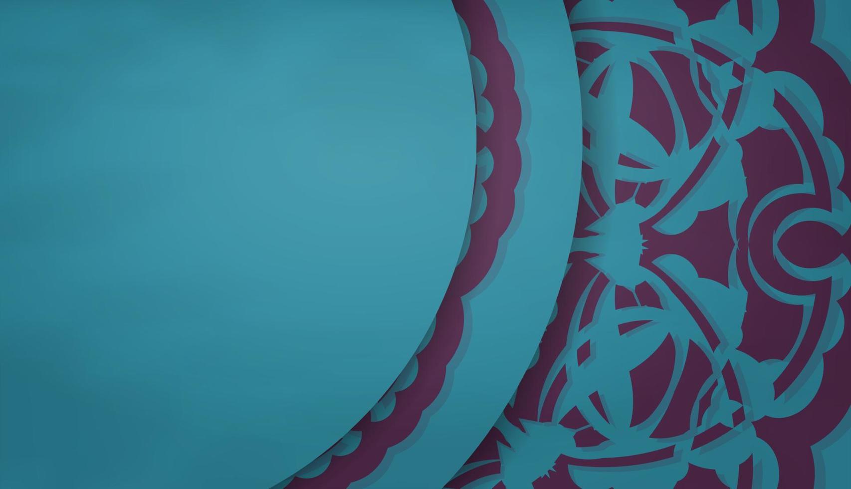 bandera de color turquesa con adorno púrpura abstracto para el diseño bajo el texto vector