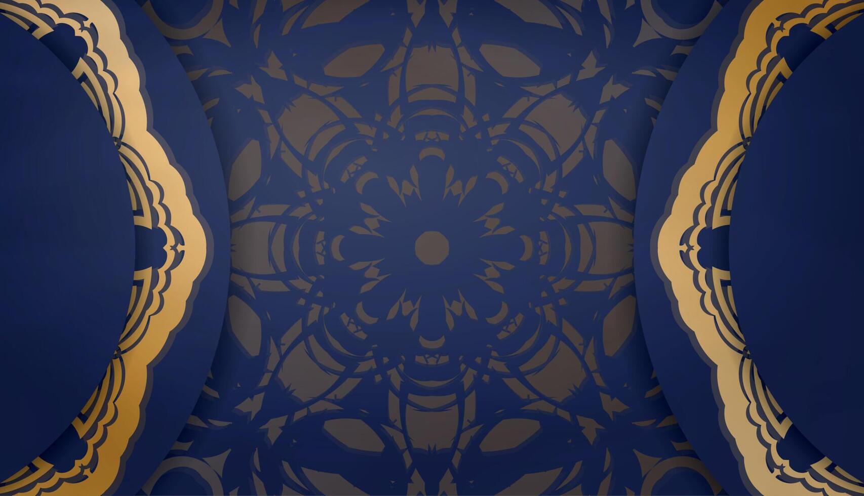Dark blue banner with vintage gold ornaments and space for your logo or text vector