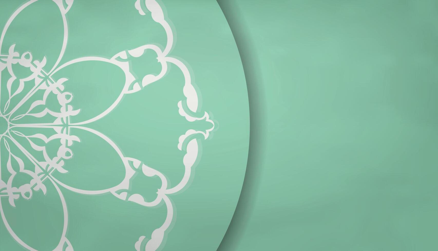 Baner of mint color with abstract white ornament for design under your text vector