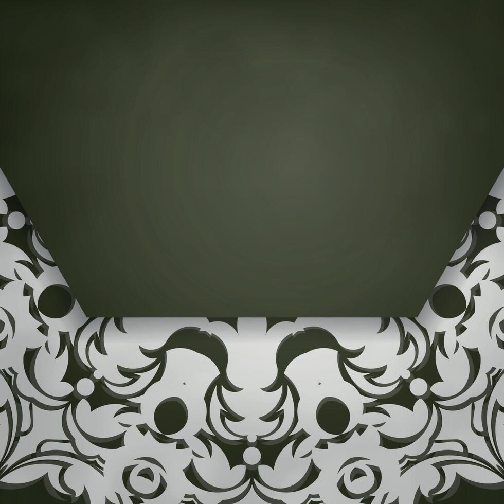 Brochure in dark green with Greek white pattern for your brand. vector