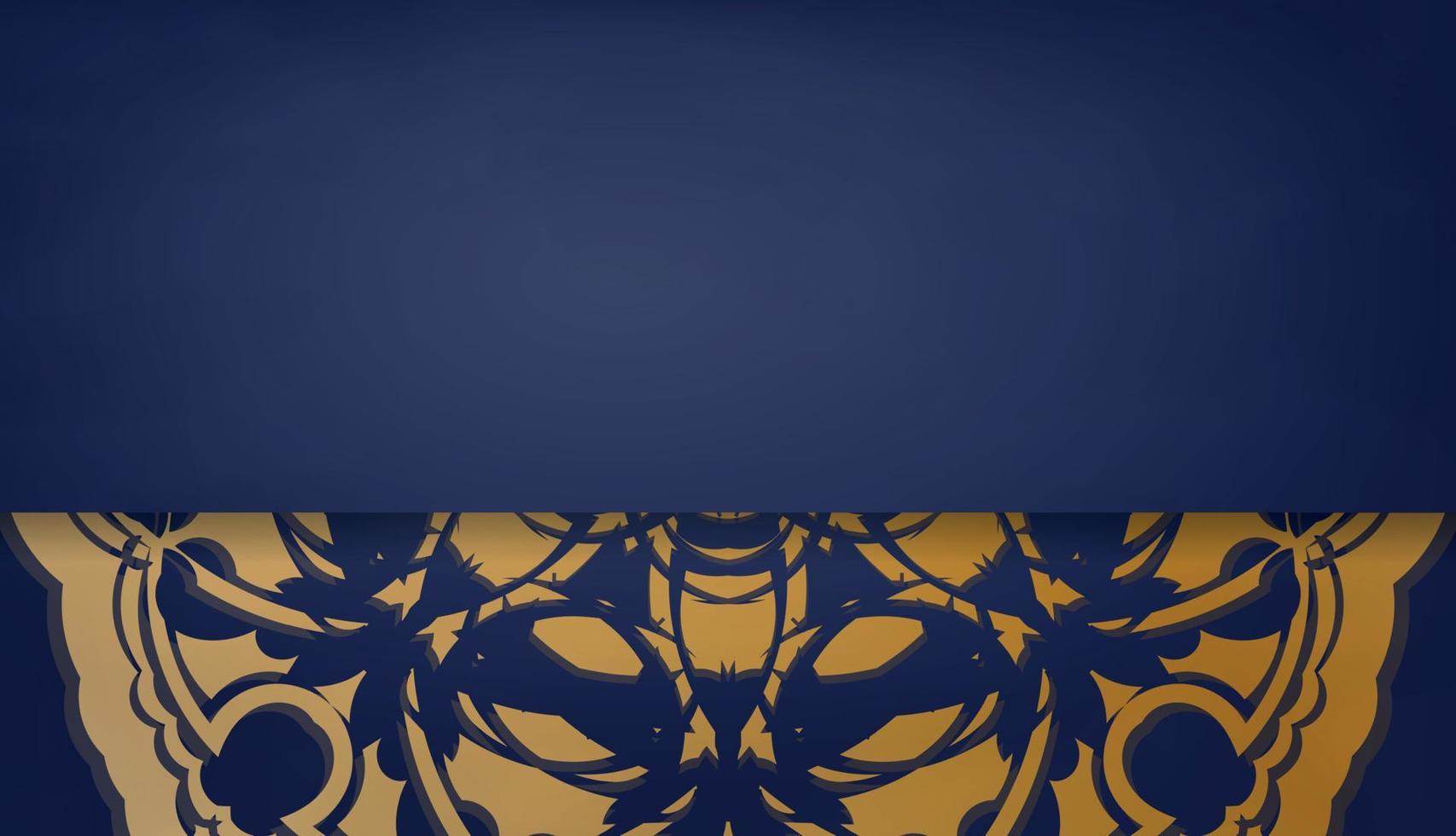 Dark blue banner with abstract gold pattern for design under logo or text vector