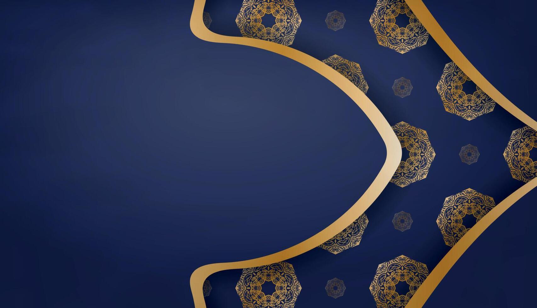 Dark blue background with antique gold ornaments and space for your text vector