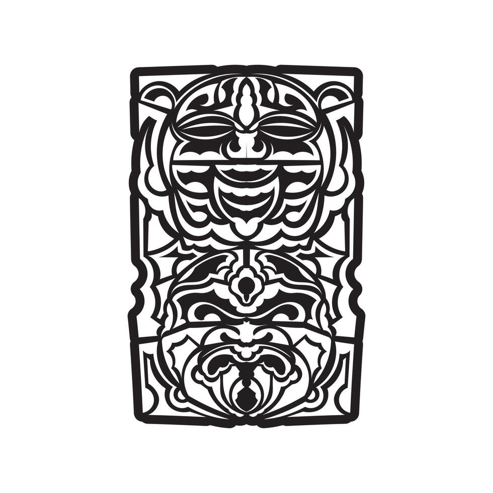 máscara Tiki. patrón maorí o polinesia. Bueno para impresiones y tatuajes. aislado. vector