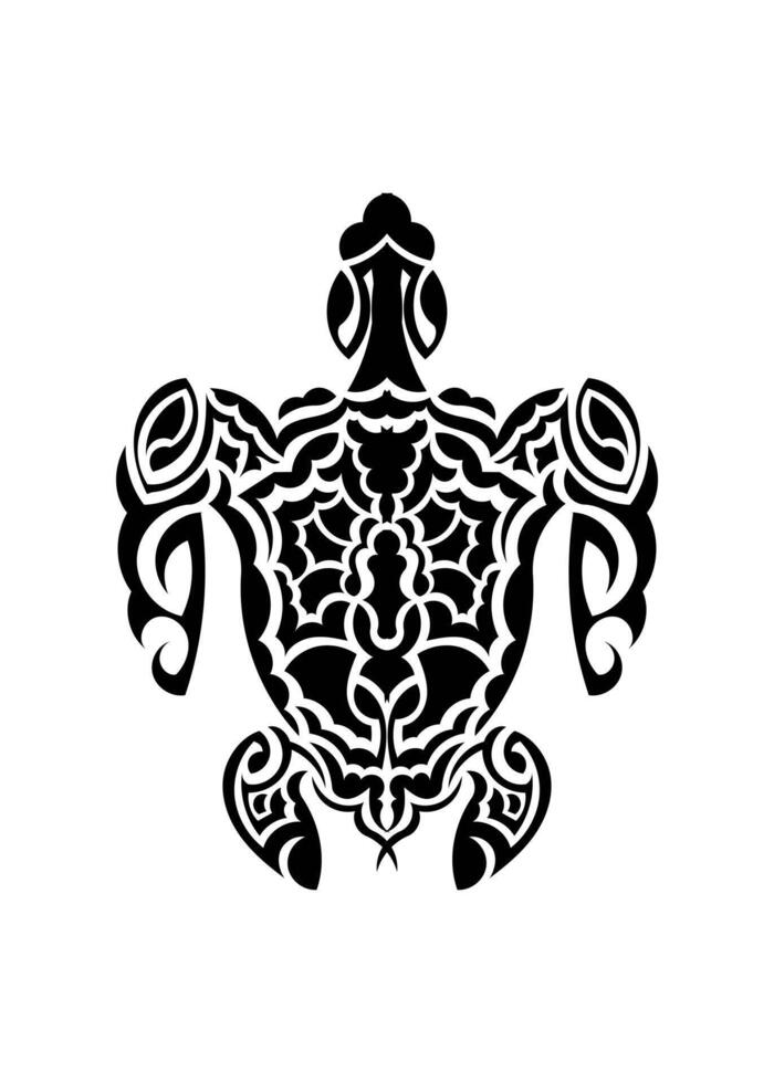 Sacred geometry turtle use to design and tattoo. Maori style. On black background. vector