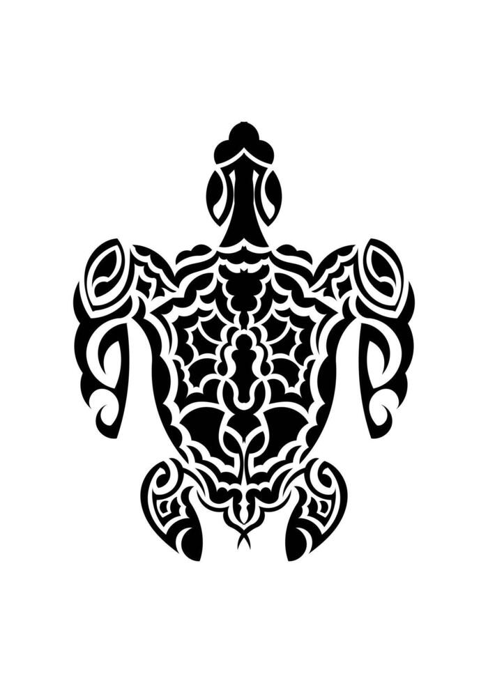 uso de tortugas de geometría sagrada para diseñar y tatuar. estilo maorí. sobre fondo negro. vector