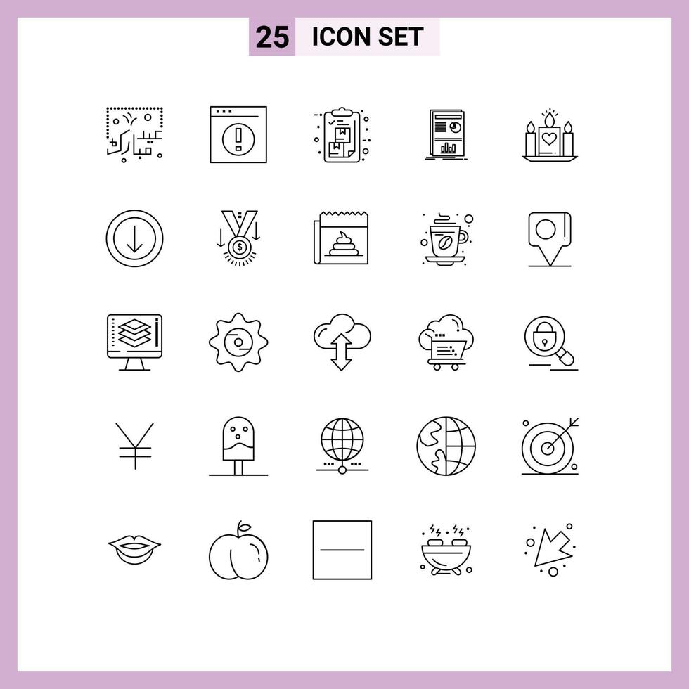 25 Line concept for Websites Mobile and Apps graph presentation man package delivery Editable Vector Design Elements
