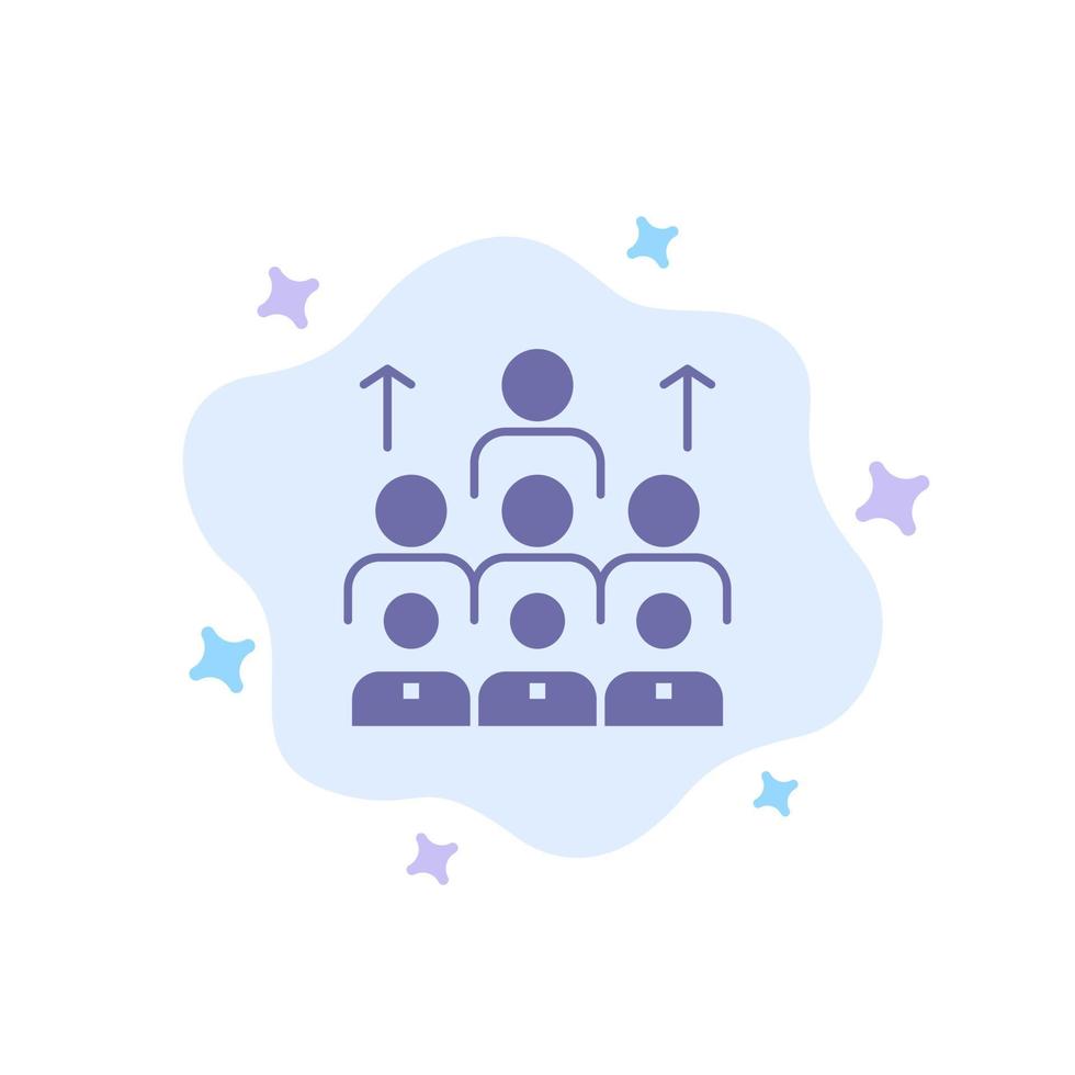 fuerza de trabajo negocio liderazgo humano gestión organización recursos trabajo en equipo icono azul sobre fondo de nube abstracta vector