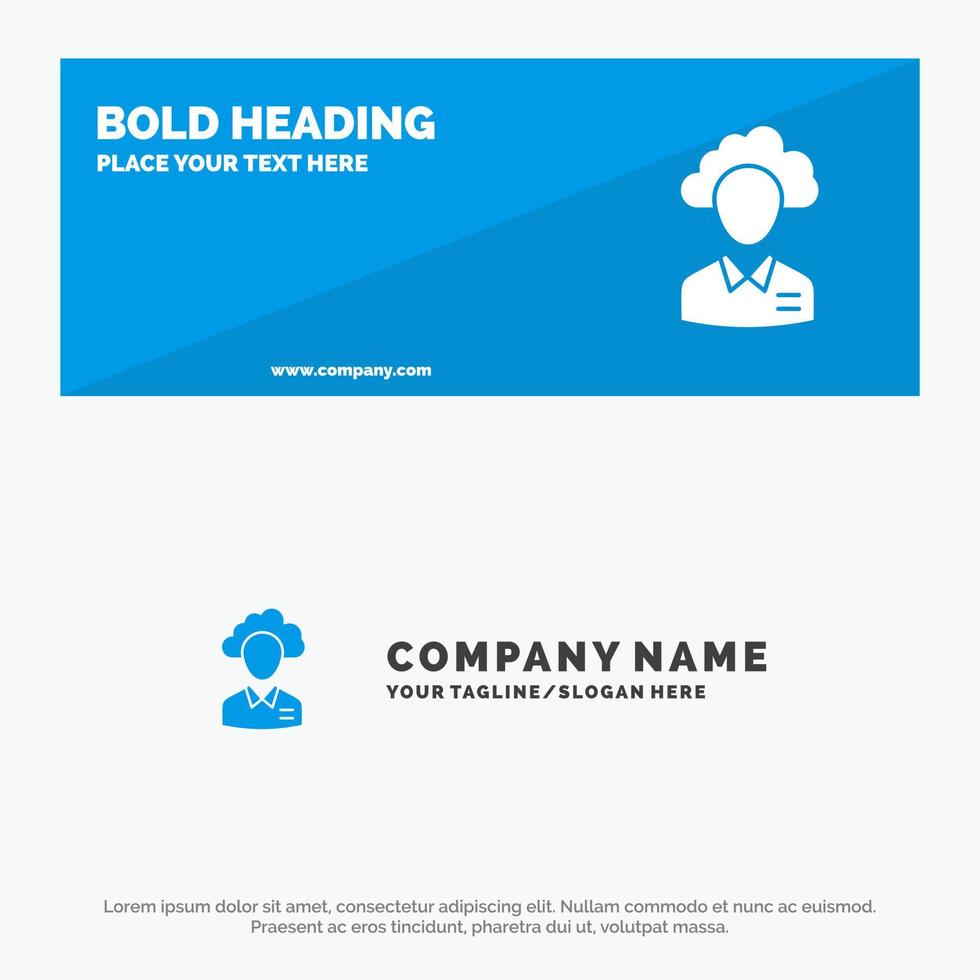 Outsource Cloud Human Management Manager People Resource SOlid Icon Website Banner and Business Logo Template vector