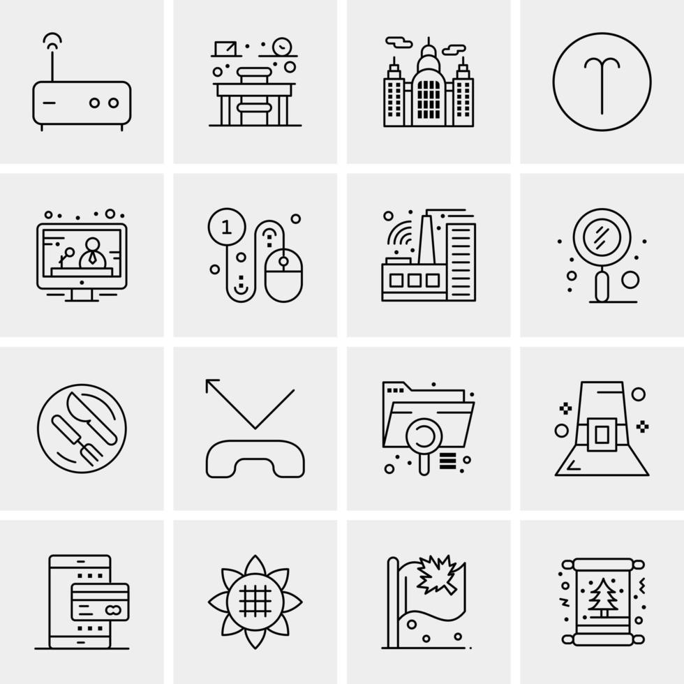 16 iconos de negocios universales vector ilustración de icono creativo para usar en proyectos relacionados con la web y dispositivos móviles