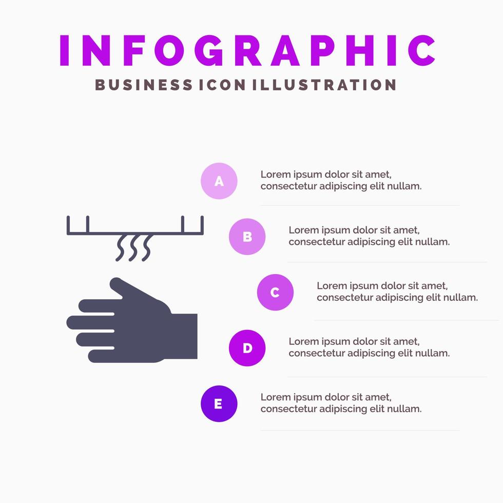 baño baño limpieza secador mano sólido icono infografía 5 pasos presentación antecedentes vector