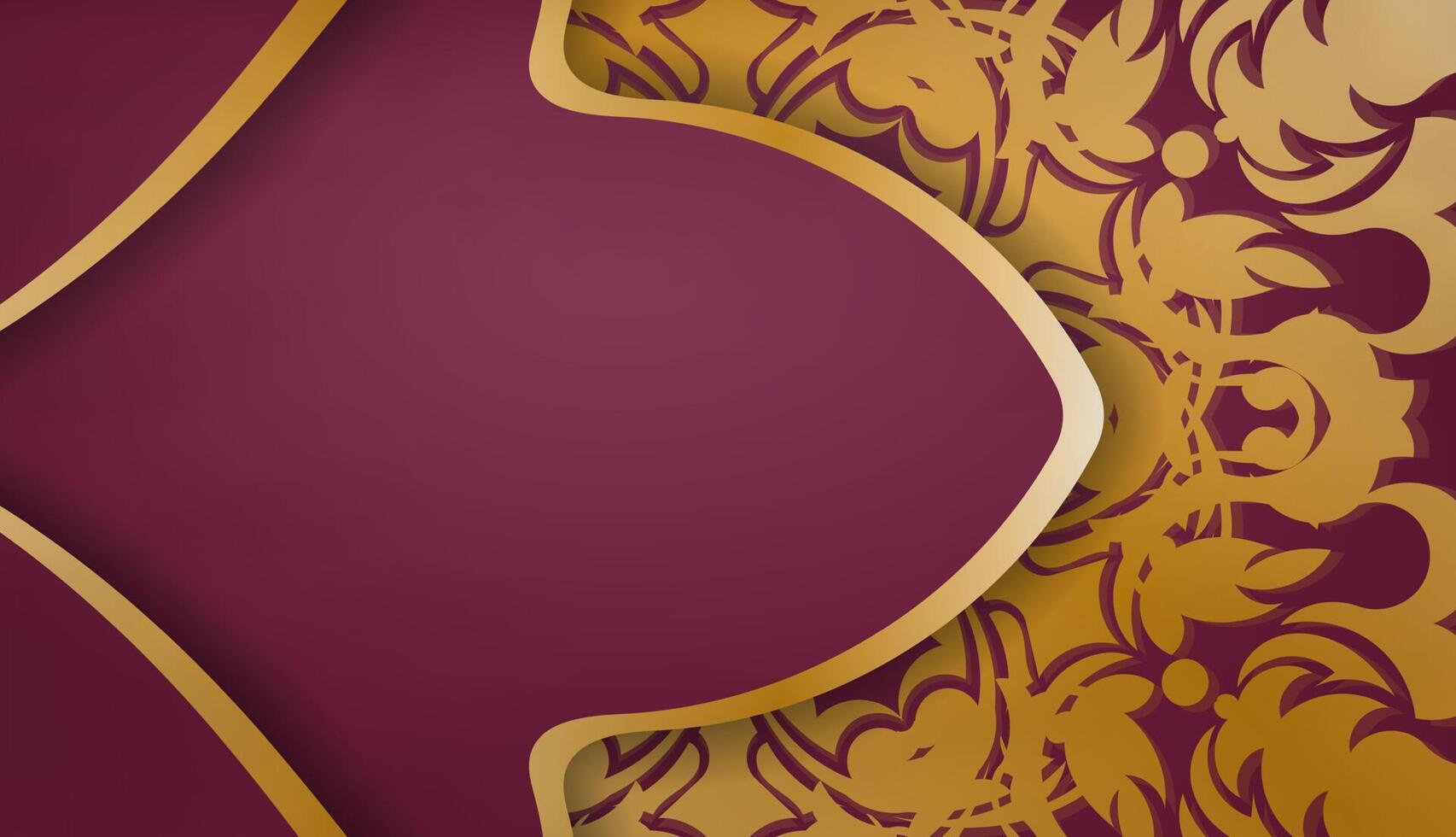 Baner of burgundy color with luxurious gold ornaments for design under your logo or text vector
