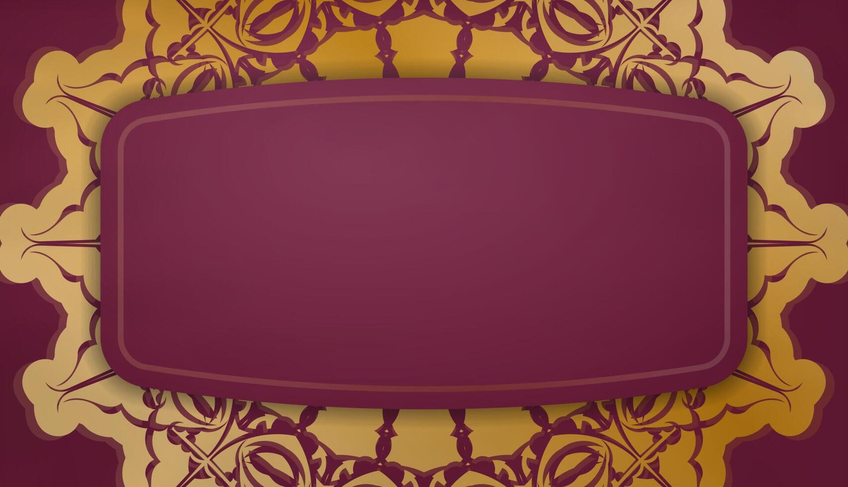 Burgundy banner with antique gold ornaments and place for logo or text vector