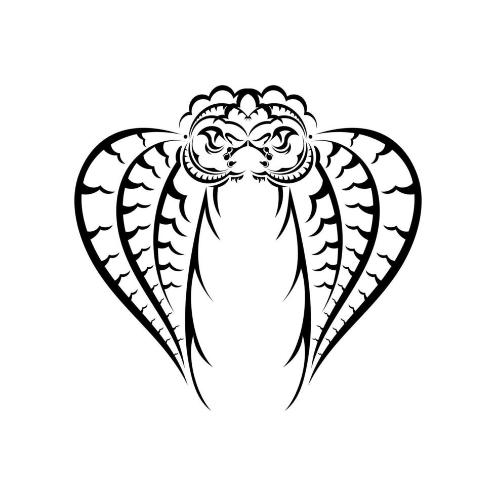 Polynesian style tattoo with mask and snake head. vector