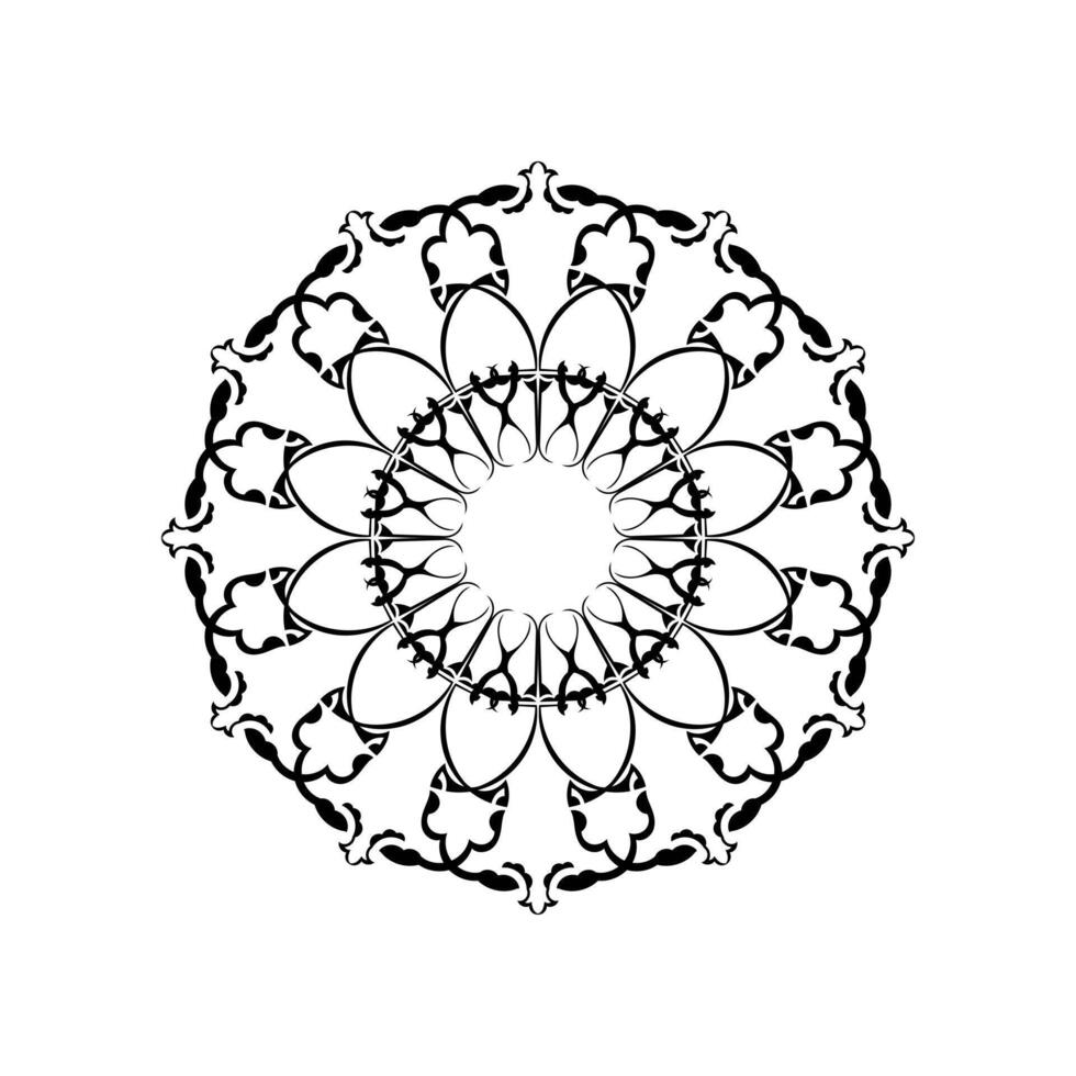 Black and white mandala vector isolated on white. Vector hand drawn circular decorative element.