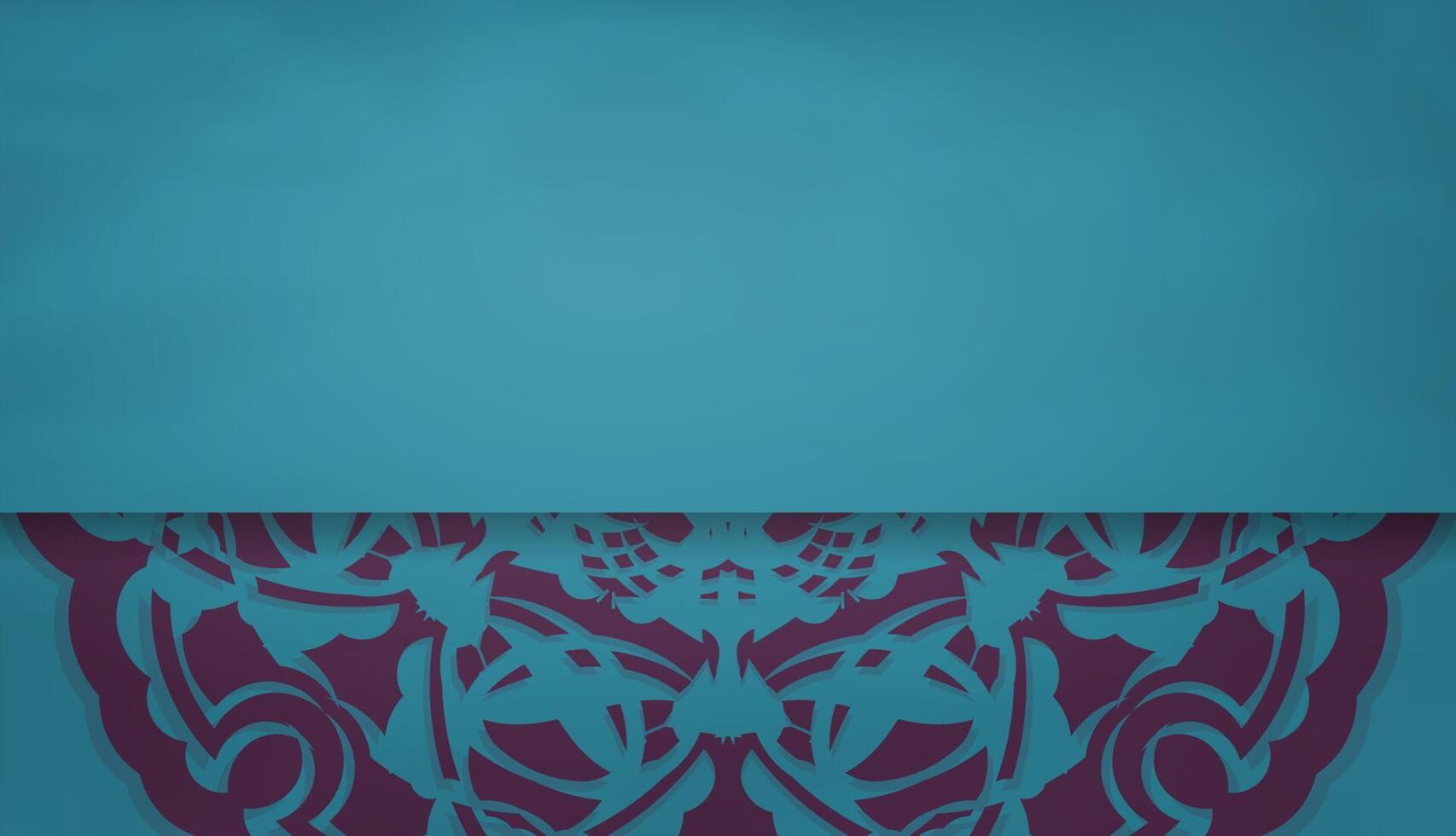 Turquoise banner with Indian purple ornaments and place for your text vector
